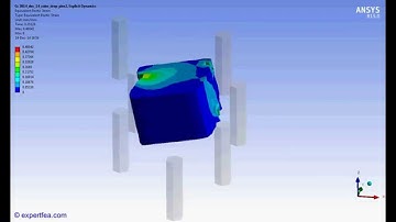 ANSYS WB Explicit Dynamics FEA - Drop Test simulation of a rubber part falling on metal pins