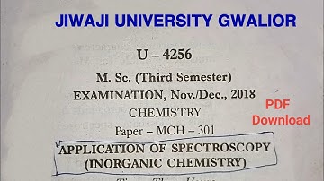 MSc chemistry 3rd semester paper 2018 l application of spectroscopy l Jiwaji University Gwalior