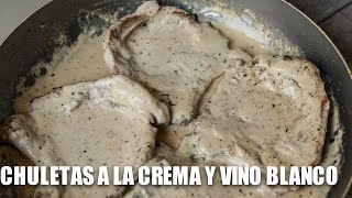 Chuletas de cerdo a la crema y vino blanco