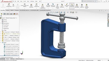 Assembly and motion study of C-clamp using screw mate in Solidworks 2018