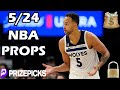 Prizepicks nba picks  friday 52424  wcf game 2  dal vs min  nba player props picks