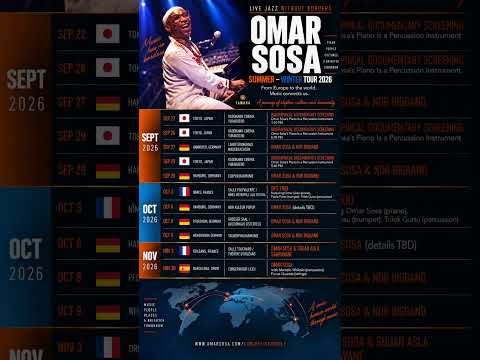 Summer–Winter Tour 2026Omar Sosa brings his piano, jazz and unmistakable sound across Europe