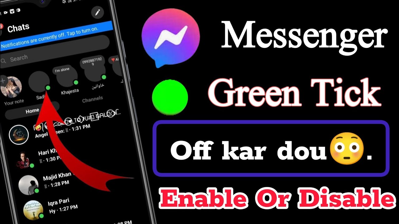 Facebook Messenger Fix Green Online Status Not Showing| How To Remove Green Dot| Green Tick Off Kare