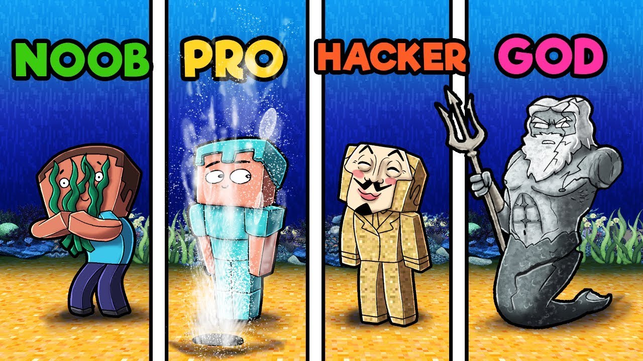 Minecraft NOOB vs PRO vs GOD vs HACKER - UNDERWATER HIDE 