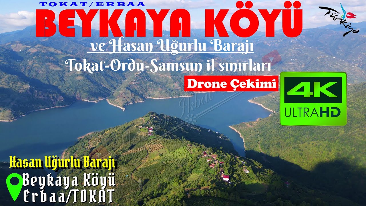 Beykaya Köyü ve Hasan Uğurlu Barajı / Erbaa / TOKAT - Havadan 4K Drone Çekim / 2.7.23