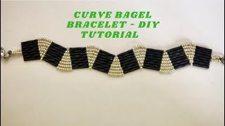 Beaded Bagel Curve Bracelet - DIY tutorial