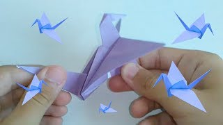Como hacer un pájaro de papel que mueve las alas (Grulla de origami)