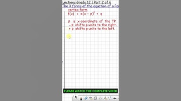 The Turning Point Form or Vertex Form of the Equation of a Parabola @loginscience