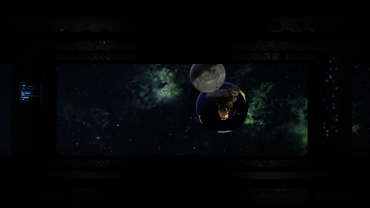 Late Night Space Refuge 🌌 | Earth, Moon & Green Nebula (3 Hours)