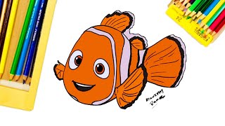 تعلم كيفية و طريقة رسم سمكة سهلة / كيفية رسم السمكة نيمو / تعليم الرسم