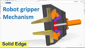 Solid Edge Assembly & Motion Animation #15 | Robot gripper of gear-rack drives mechanism