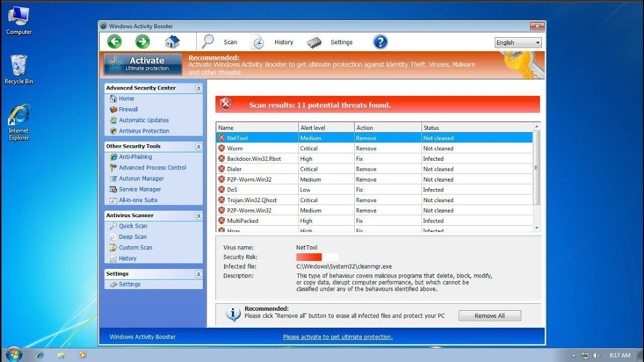 How to remove Windows Activity Booster virus