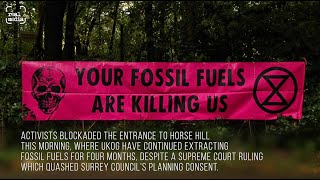 Horse Hill blockade - doing the job Surrey Council wont do.
Extinction Rebellion activists braved the rain this morning and blockaded the gates of the Horse Hill oil extraction site in Surrey, in accordance with a ruling by the Supreme Court in June. Surrey Council has still not enforced the ruling to halt oil production, leaving it up to activists to uphold the law.
See our original article and film on the ruling at realmedia.press/horse-hill-supreme-court-judgment Horse Hill blockade - doing the job Surrey Council wont do.