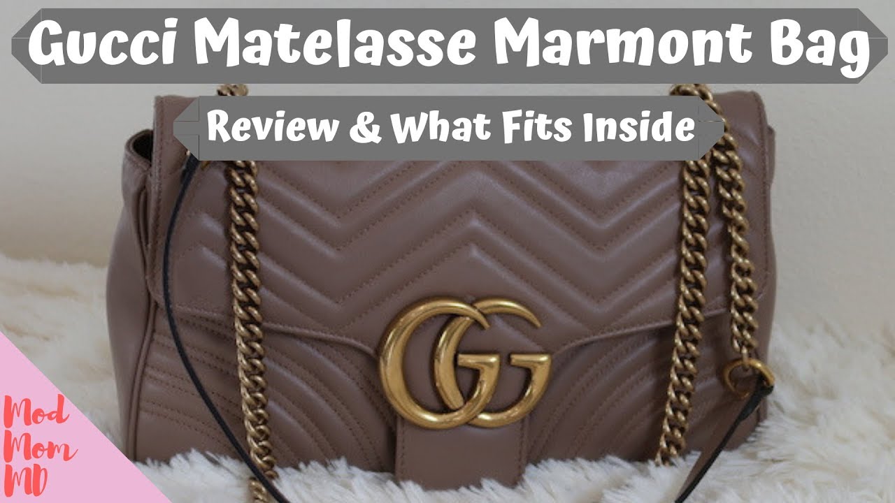 Gucci Matelasse Medium GG Marmont Shoulder Bag | Review | What Fits Inside | modmom md - YouTube