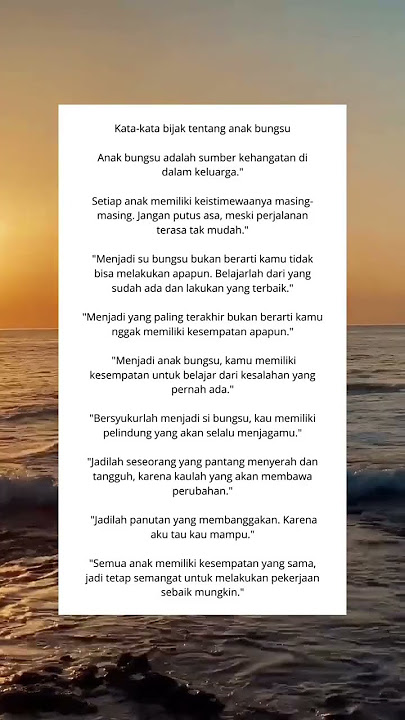 Kata-kata bijak tentang anak bungsu