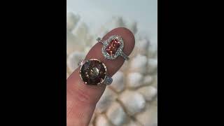 Oregon Sunstone with Schiller & Diamond 18K Rings