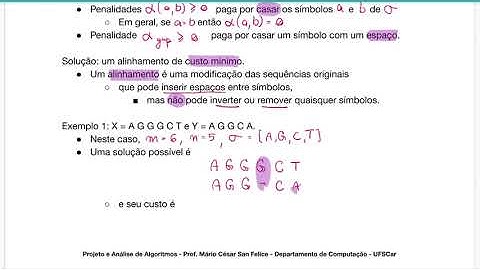 Aula 18.06 - Alinhamento de Sequências: Definição e Exemplos (PAA)