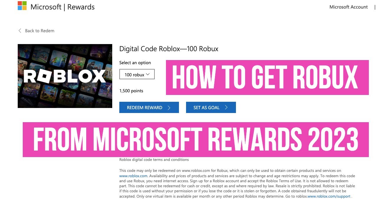 How To Claim Free 100 Robux From Microsoft Rewards 2023 - Flizzyy