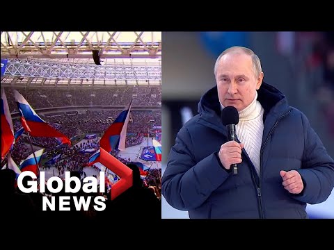 Putin says Russia will prevail in Ukraine in speech to thousands of cheering supporters in Moscow