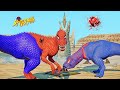 Spiderman I-Rex vs Spiderman T-Rex, Spider-Man Dinosaurs Fight, Mosasaurus Map!