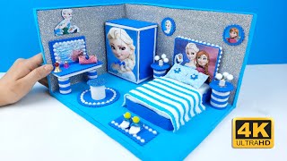 منزل مصغر بالكرتون#14ديكور غرفة نوم مصغره/ فروزن-إلسا /DIY Miniature Frozen Elsa Bedroom Decor