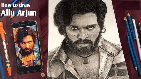 pencil sketch of Allu Arjun from Pushpa , hyper realistic drawing