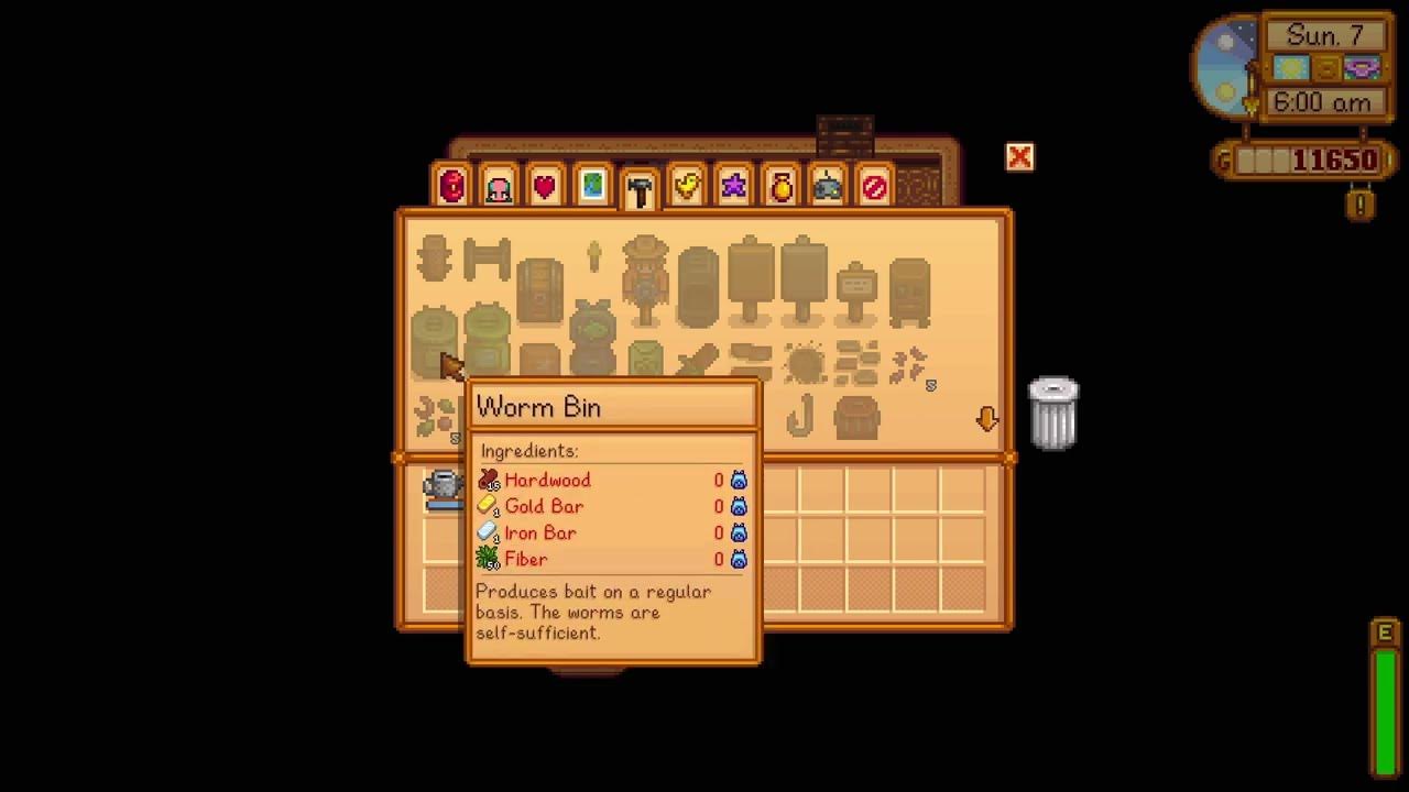 Deluxe Worm Bin, how to unlock this new recipe Stardew Valley 1.6