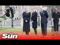 Mournful Prince Edward & Sophie view floral tributes to Philip outside Windsor