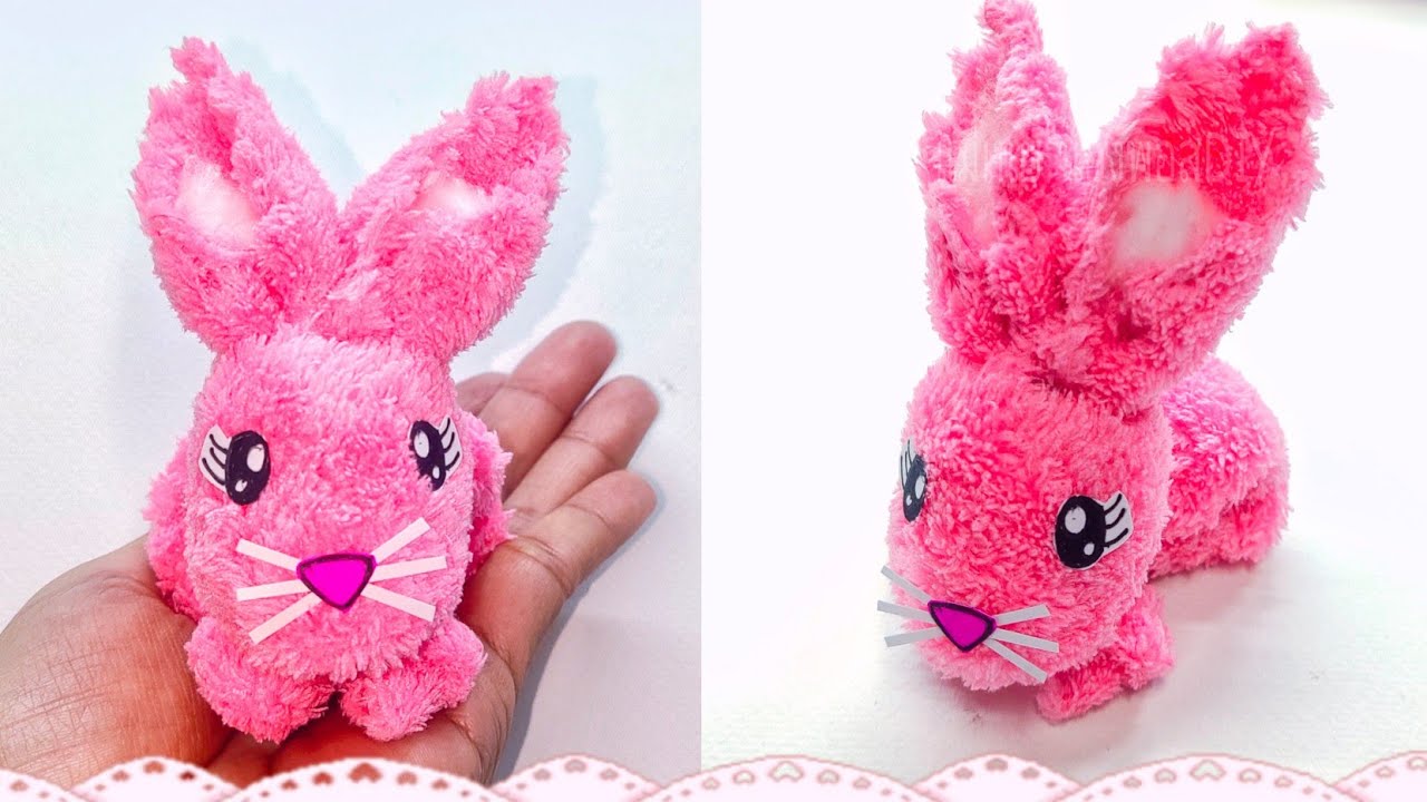 DIY How To Make a Towel Bunny/พับผ้าเช็ดหน้าเป็นตัวกระต่ายน้อย🐇🐰แม่เนย น้องพอสDIY YouTube