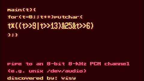 Bytebeat: Experimental music from very short C programs