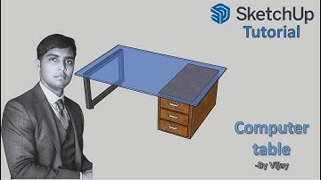 Sketchup Tutorial: How to make a Computer table ? || By Vijay #sketchup #cad #3d #3dmodeling