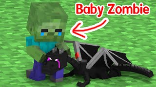 Monster School : Baby Zombie and Baby Dragon  Minecraft Animation