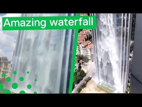 World's Highest Man-Made Waterfall on Chinese Skyscraper