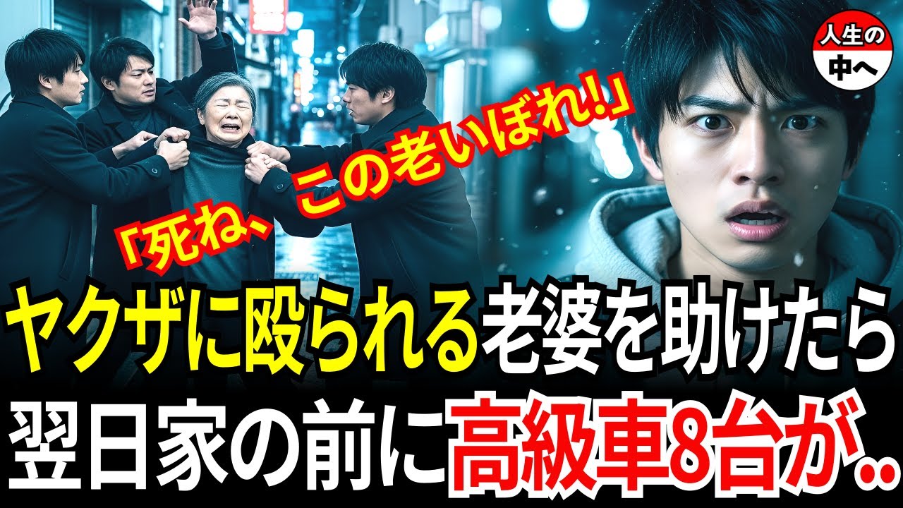 ヤクザに殴られていたおばあさんを助けた貧乏大学生、翌日家の前に高級車が8台も並んでいて...