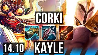 CORKI vs KAYLE (MID) | Rank 1 Corki, Rank 4, 6 solo kills, 15/3/2 | NA Challenger | 14.10