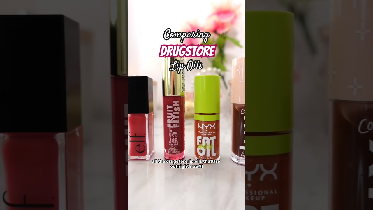 Comparing 5 Popular Drugstore Lip Oils 💋💧 #drugstoremakeup #budgetbeauty #lipoil #lipswatches
