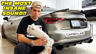 Downpipe Install For The B9 Audi S5! Carbnlab Motorsport Decat Downpipe