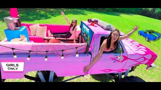 I BUILT a GIRLS LOUNGE In His MONSTER TRUCK!!