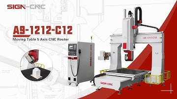 A9-1212-C12  Moving Table 5 Axis CNC Router with Auto 12 tools changer for engraving 3D wood/EPS