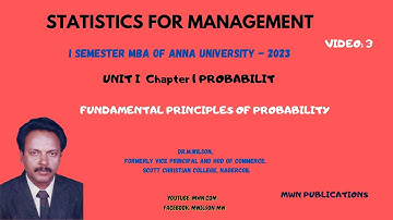 MBA/FUNDAMENTAL PRINCIPLES OF PROBABILITY/STATISTICS FOR MANAGEMENT/ UNIT I/ANNA UNIVERSITY