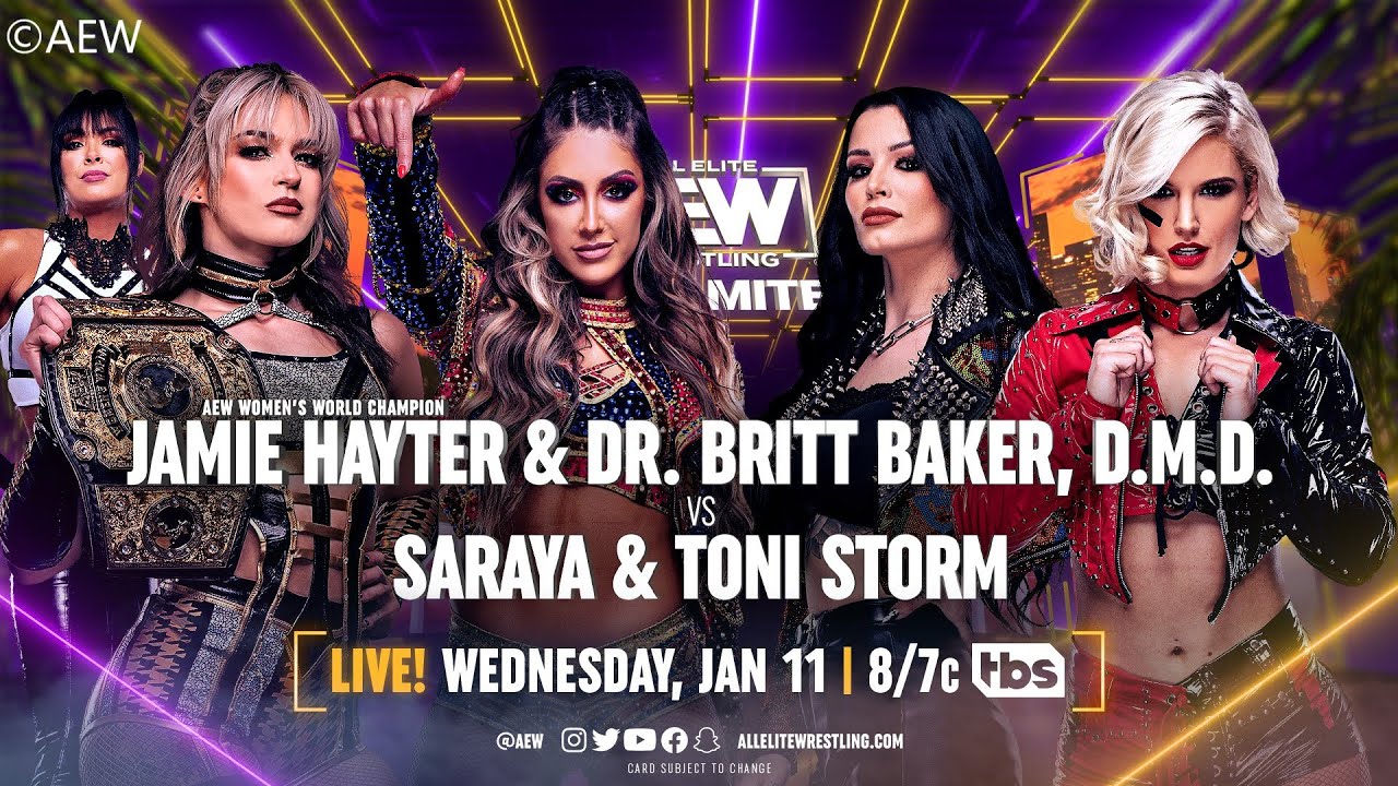 Jamie Hayter And Britt Baker Vs Saraya And Toni Storm Tag Team Match