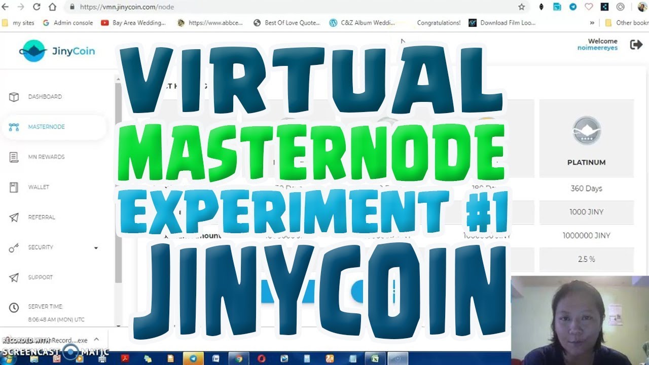 JINYCOIN - Virtual Masternode Experiment #1 cryptocurrency wallet
