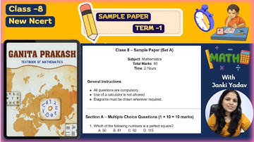 Class 8 Maths Ganit Prakash | Term 1 Sample Paper | CBSE & KVS Half Yearly Exam 2025