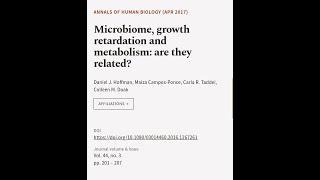 Microbiome, growth retardation and metabolism: are they related | RTCL.TV