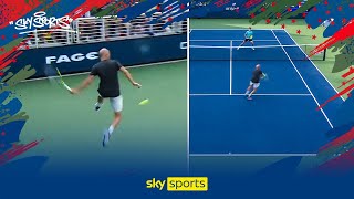 Adrian Mannarino's INCREDIBLE Tweener mid rally! 🤯