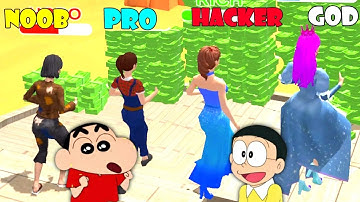 NOOB vs PRO vs HACKER vs GOD - Money Run 3D! With Shinchan Doraemon And Friends
