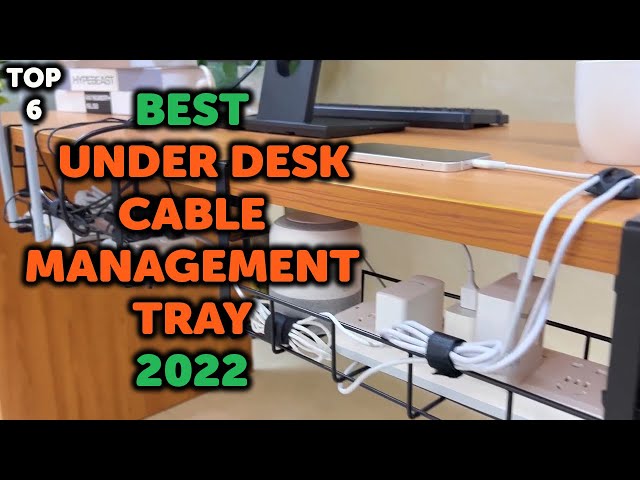 Vivo Under Desk 17 inch Cable Management Trays, Power Strip