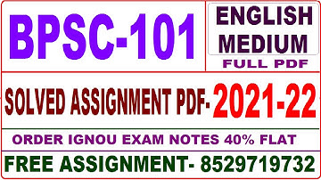bpsc-101 solved assignment 2021-22 / bpsc 101 solved assignment in English / ignou bpsc 101