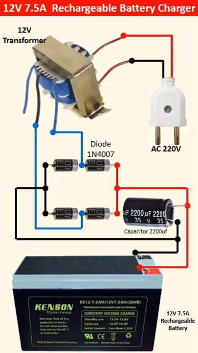 Rangkaian Pengisi Daya Baterai Isi Ulang 12V 7,5A || Diagram Pengisi Daya Baterai 12 Volt #batterycharger