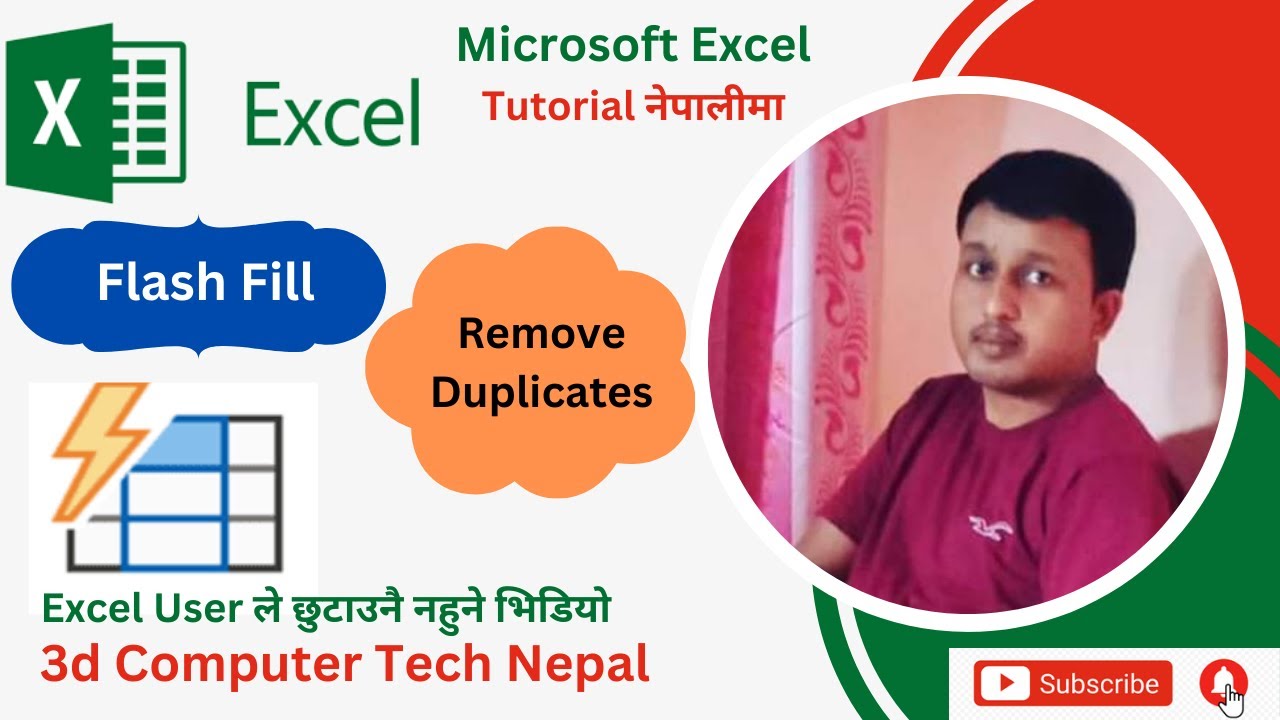 Flash Fill Computer How to Use Flash Fill and Remove Duplicate Values in Excel | नेपालीमा ...